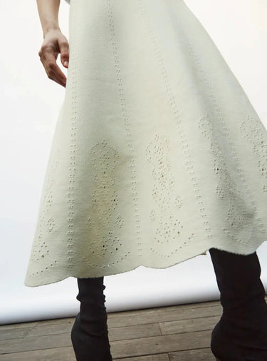 BISCOTTE Scalloped Knit Long Skirt-Skirt-Molli-Debs Boutique